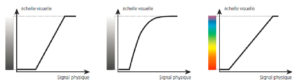 Figure 11.1 Passage du signal physique mesuré à une échelle visuelle affichée. Dessin : Emmanuel Durand.