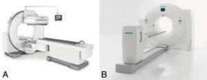 Figure 5.4 Gamma-caméra (A) et caméra TEP (B). Source : avec l'aimable autorisation de la société Siemens.